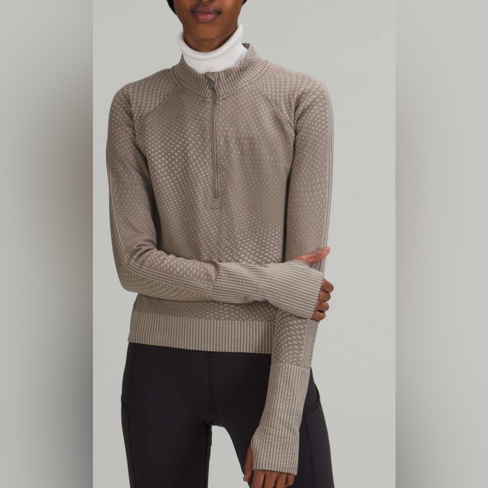 Lululemon Rest Less Cropped Half-Zip Size 8 Grid Warp Rover Raw Linen